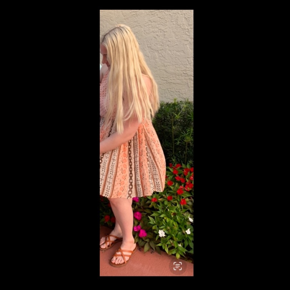 Forever 21+ boho dress, bohemian dress, light pink and brown dress